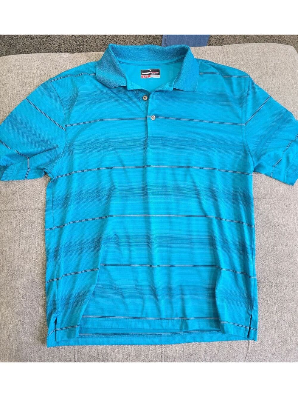 Grand Slam Large Turquoise striped short sleeve polo shirt
